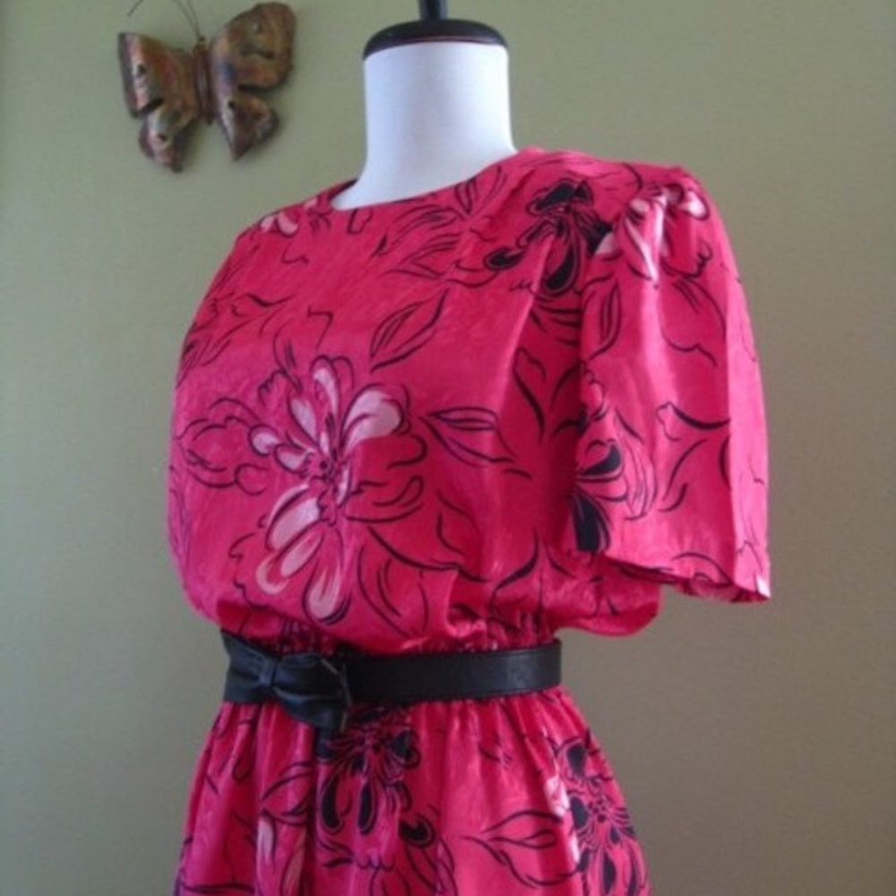 Vintage 1980s Hot Pink Dress